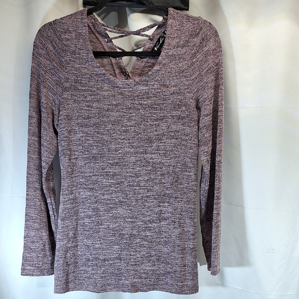 Purple Backless Long Sleeve Blouse